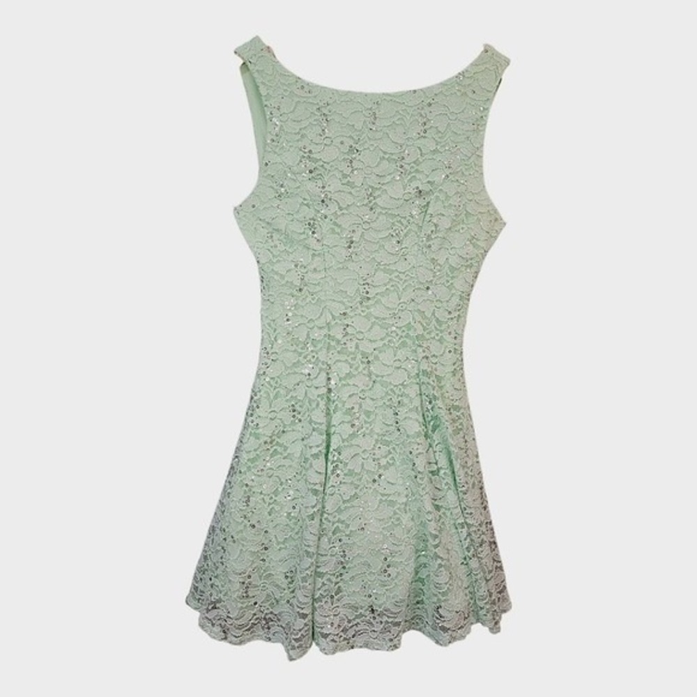 Sleeveless Sequin Dress Mint Green Lace‎ Graduation Dance Juniors 13 Going Out